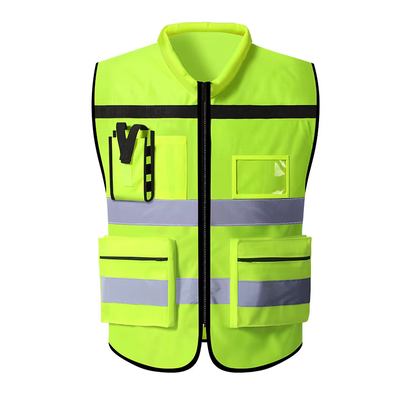 Gilet de travail pour hommes avec poches et construction à fermeture éclair, gilet de construction r