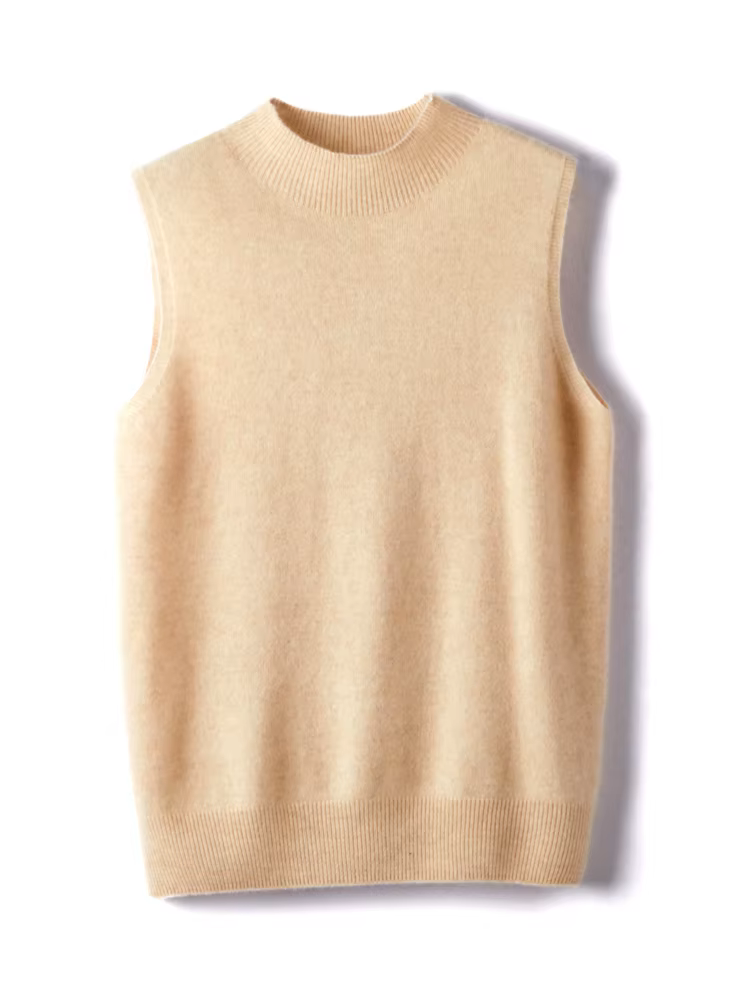Pull à col montant en fibre de laine pure pour femme, pull en cachemire, haut basique, vêtements sol