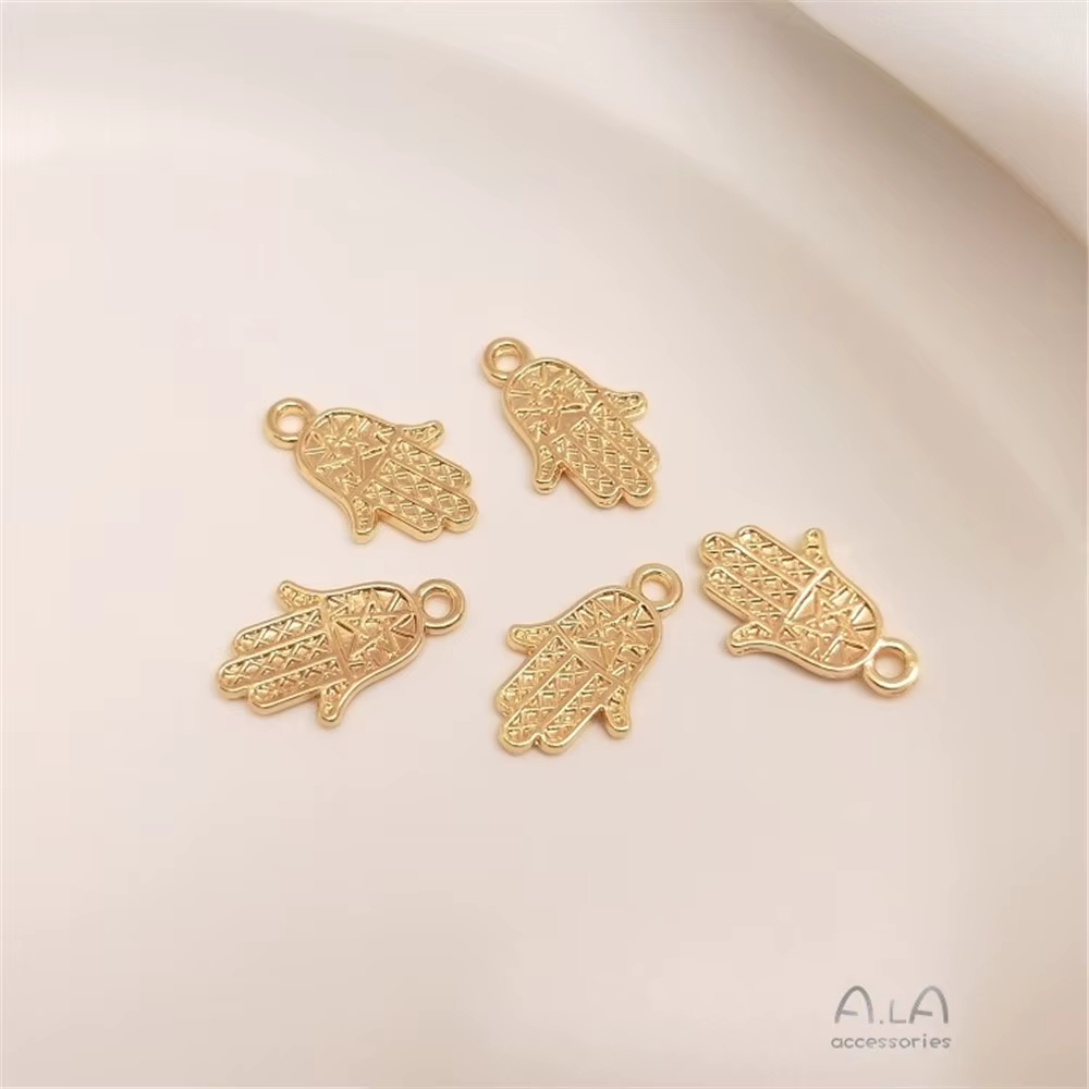 Pendentif paume de conservation de couleur or véritable 14K, fait à la main, accessoires de bijoux,