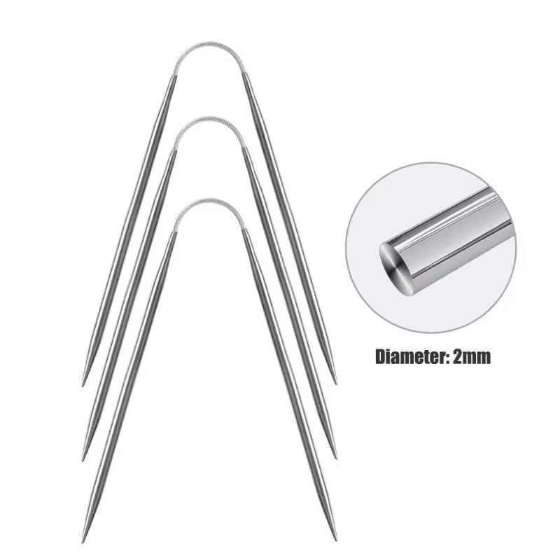Aiguilles à tricoter circulaires, 3 pièces, câble métallique, ensemble d'aiguilles à tricoter circul
