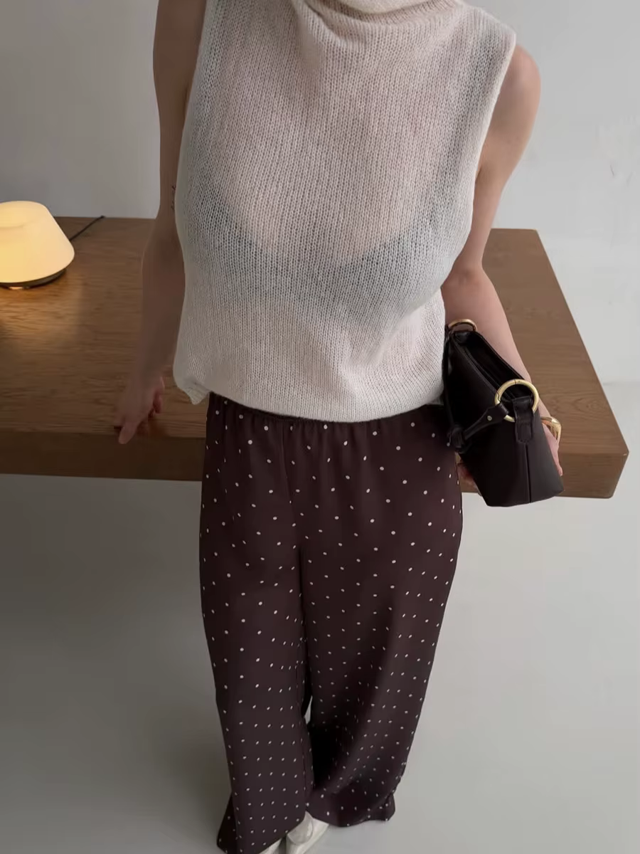 Gilet en maille ajourée à col roulé Tornova pour femme, pull sans manches décontracté et ample, nouv