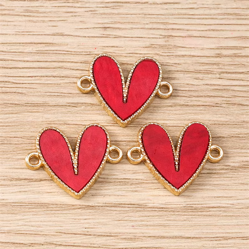 10 pièces de breloques en métal en forme de cœur, mignonnes, pour la fabrication de bijoux, bracelet