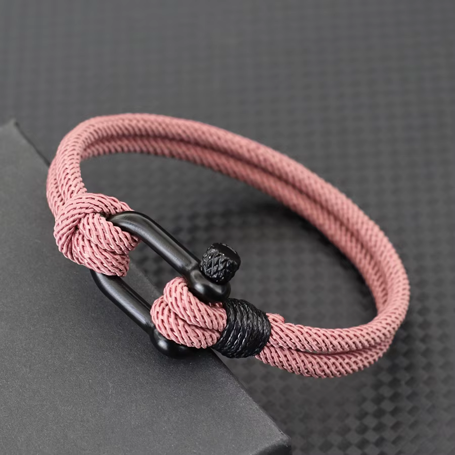 Bracelet en corde Double couche fait à la main pour hommes, cordon tressé Milan de 4mm, fermoir Vach