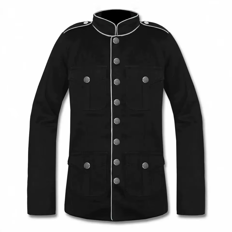 Veste gothique militaire pour hommes, manteau d'officier noir avec col châle, décontracté, fête, voy