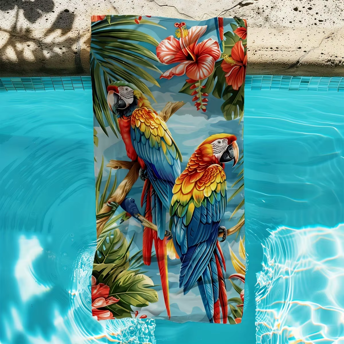 Serviette de plage Tropical Paradise : perroquets et fleurs pour le plaisir d'été Convient aux servi