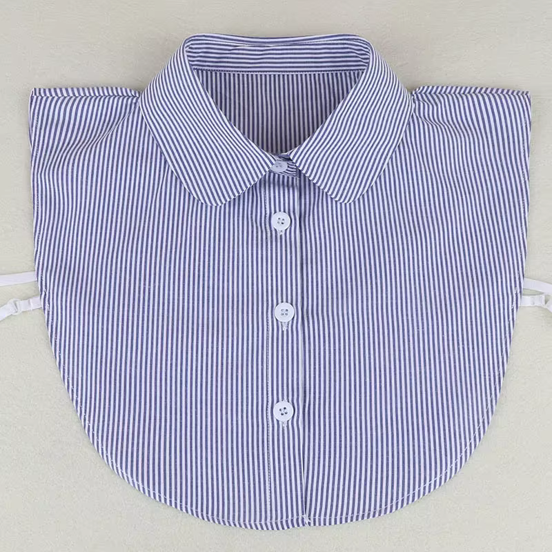 Linbaiway mode chemise faux col pour femmes rayé col détachable revers chemise Vintage faux col Muje