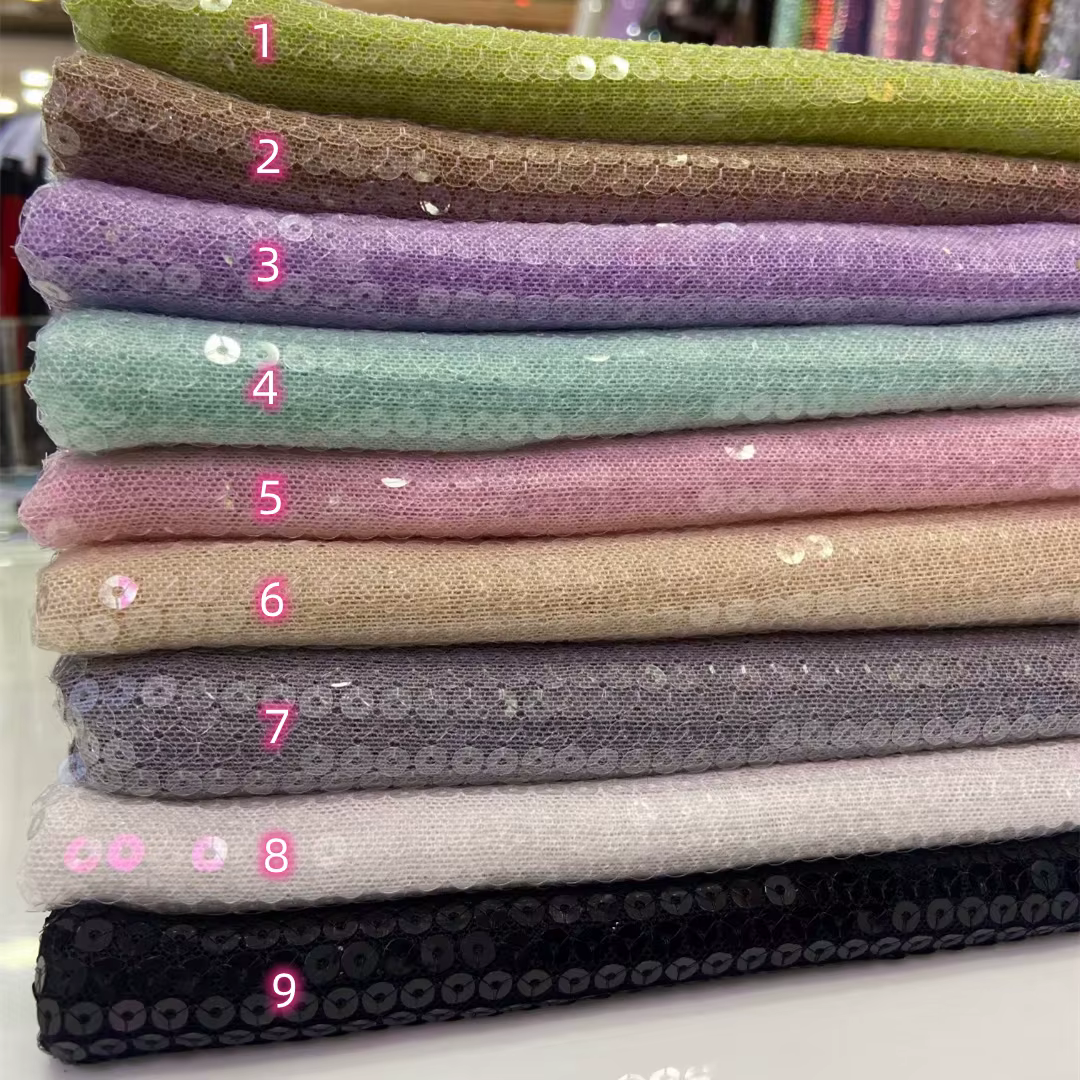 Tissu en maille à paillettes de cristal pour robe de mariée, robe de scène, tissu à paillettes perlé