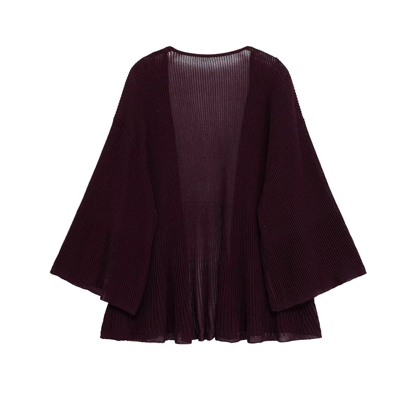 Cardigan ample en maille pour femme avec ceinture côtelée – Confortable et décontracté – Pull à manc