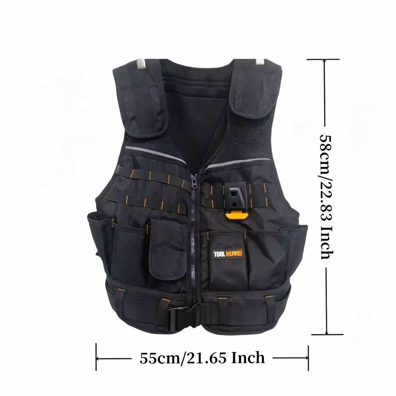 Gilet de travail TOOLHUWEI, vêtement de travail, gilet de sécurité multi-poches, veste zippée, gilet