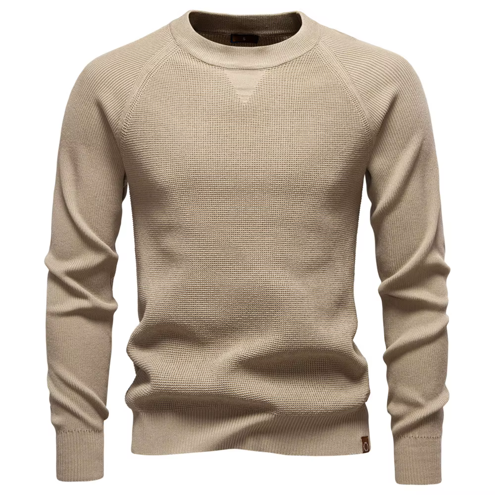 Nouveau col rond à la mode couleur unie pull pour automne et hiver affaires décontracté tricoté homm