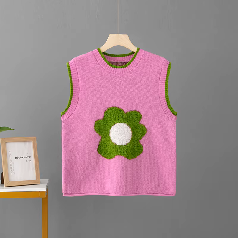 Pull tricoté à fleurs coréennes pour femmes, gilet paresseux, à la mode, Vintage, doux, nouvelle col