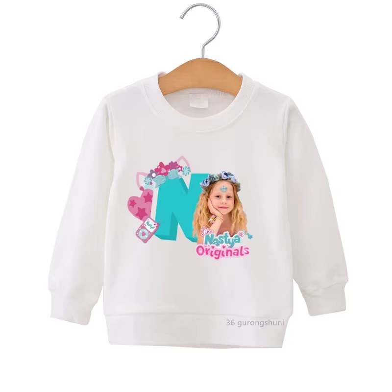 Pull à col rond pour filles, joli comme drôle, Nastya Girl, printemps, automne hiver, sweat-shirt à 