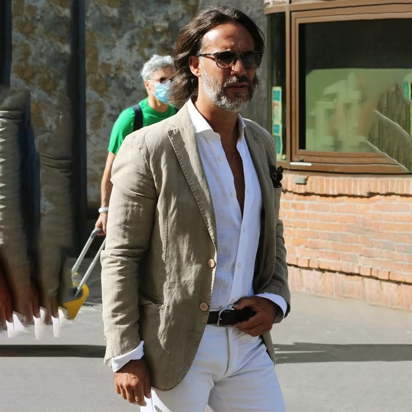 Costumes pour hommes vert sauge, veste d'été décontractée en lin pour hommes, manteau à revers crant