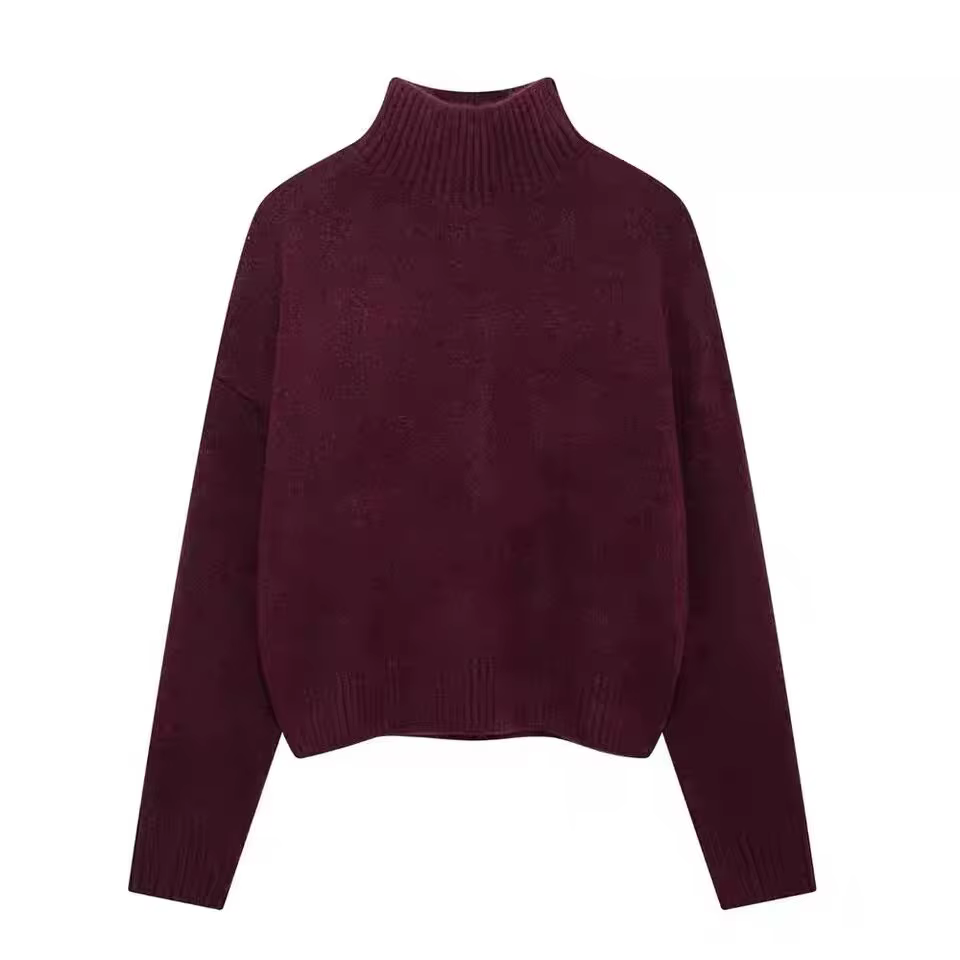 HH femmes hiver nouvelle mode polyvalent doux col montant pull femme haute rue décontracté à manches