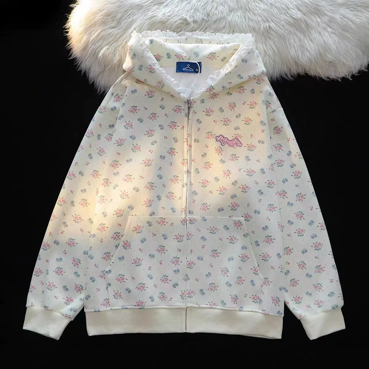 Sweat-shirt à capuche pour femmes, imprimé Floral, doux, manteaux, Ropa Mujer, broderie, décontracté