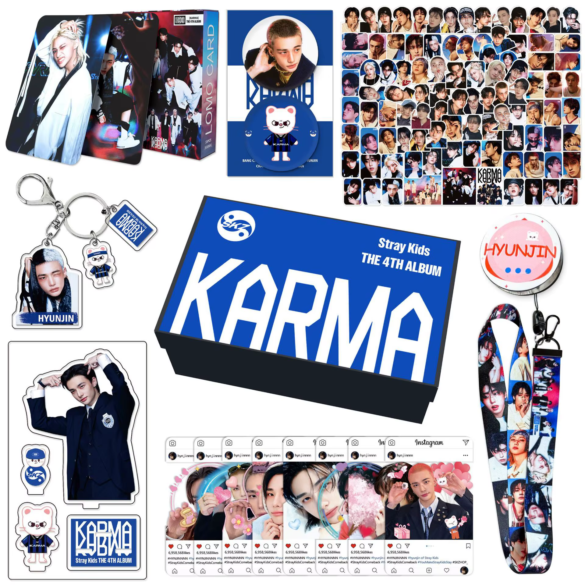 NOUVEAU KPOP Stray Kids, Kit de soutien KARMA, Photocard, Porte-clés, Ensemble d'autocollants, Cadea