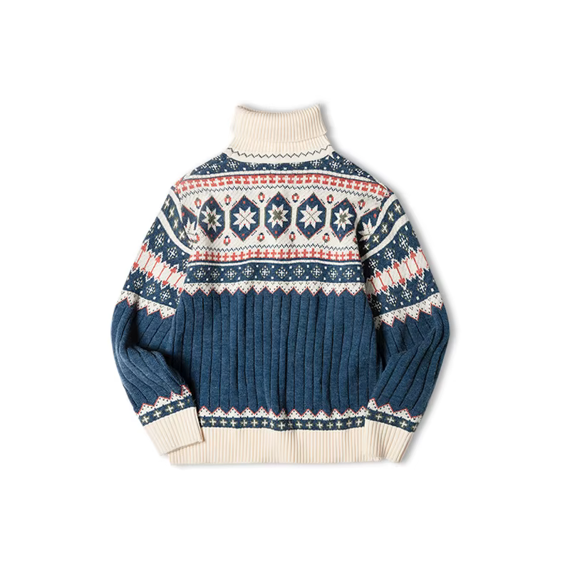 Maden Vintage Fair Isle pull tricoté noël chaud col roulé tricoté pull style grange chaud tricots po