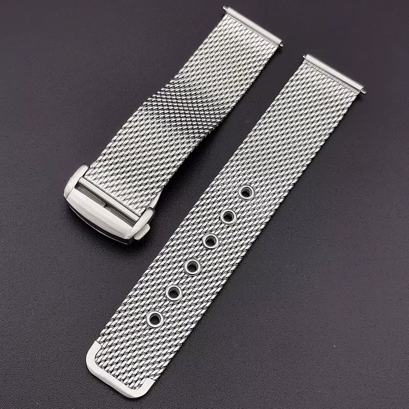 Bracelet de montre milanais en maille pour montre Omega Seamaster 007, métal haut de gamme en acier 