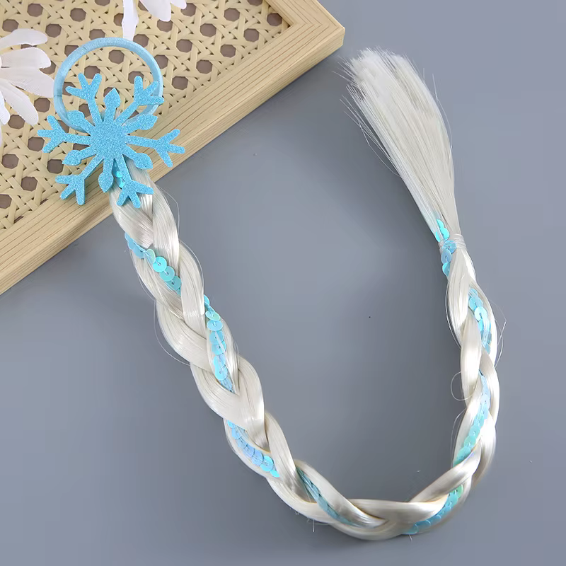 Perruque arc-en-ciel pour petites filles, tresses longues, accessoires de cheveux pour enfants, band