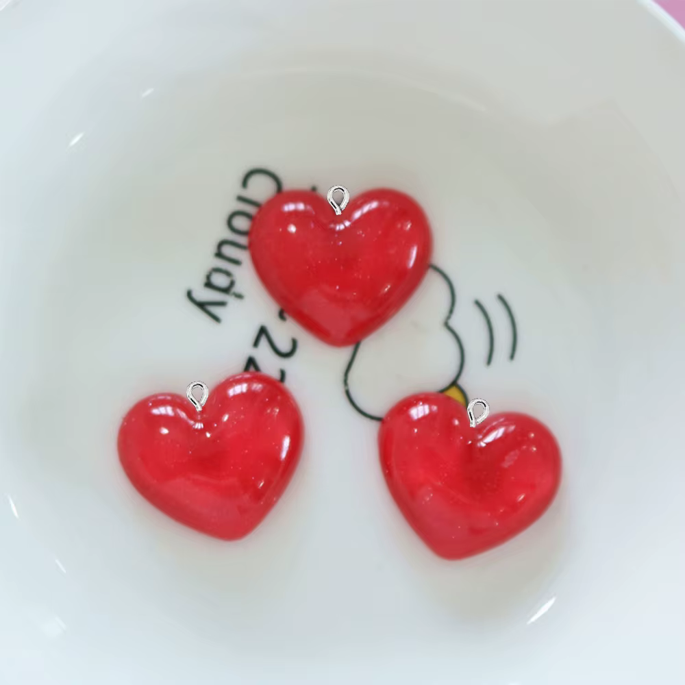 Breloques à dos plat en forme de cœur scintillant transparent, boucles d'oreilles, bracelet, épingle