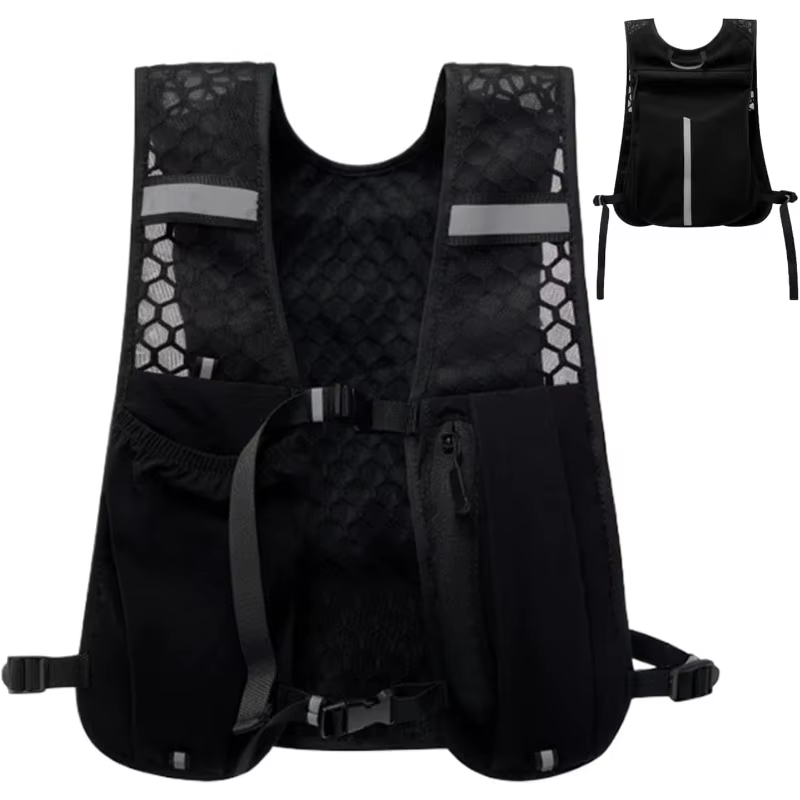 Gilet de course pour marathon et trail, gilet de randonnée léger, sac à dos réfléchissant avec poche