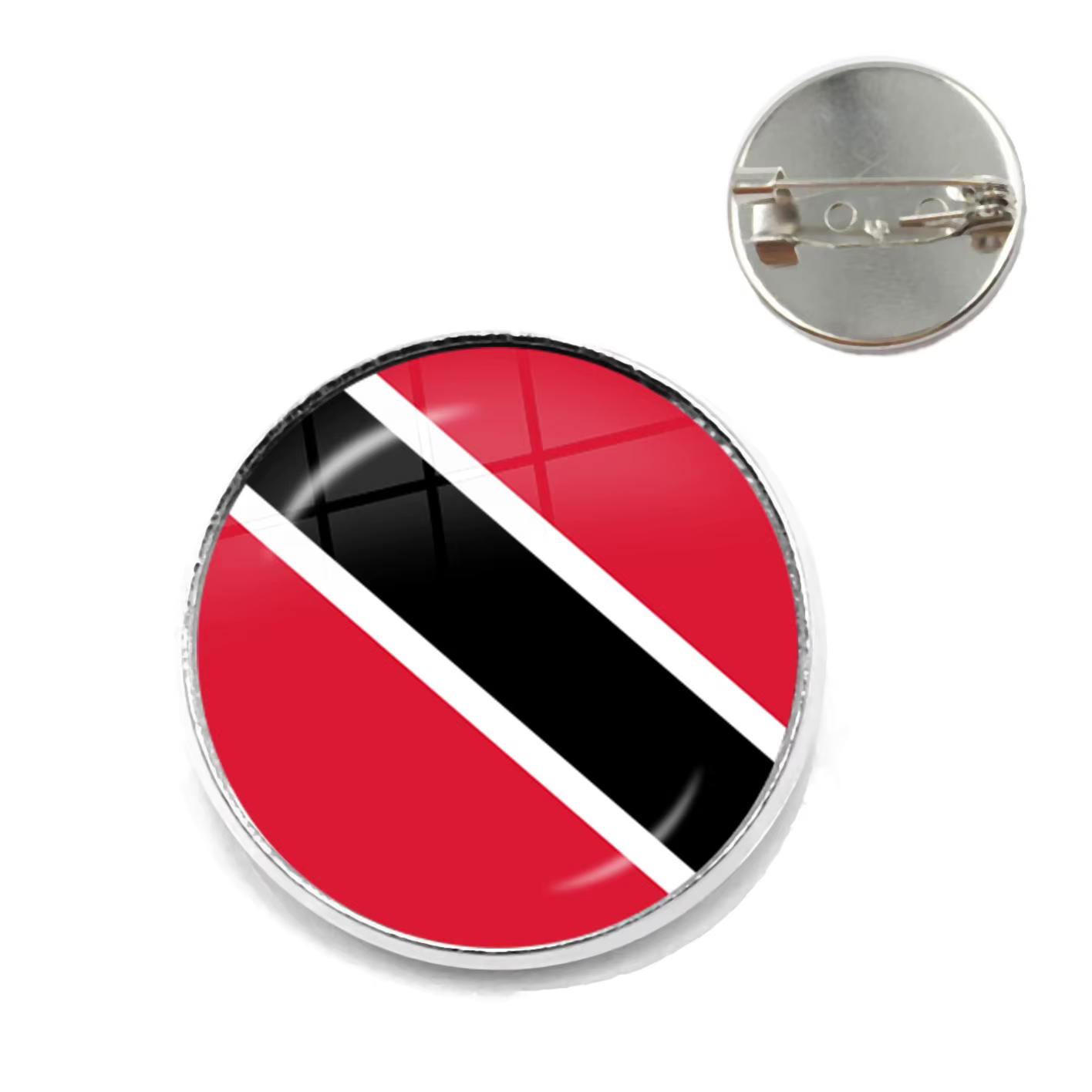 Épingles de collier cabochon en verre pour femmes, broches National Feel, Trinidad,Sierra Leon, Jama