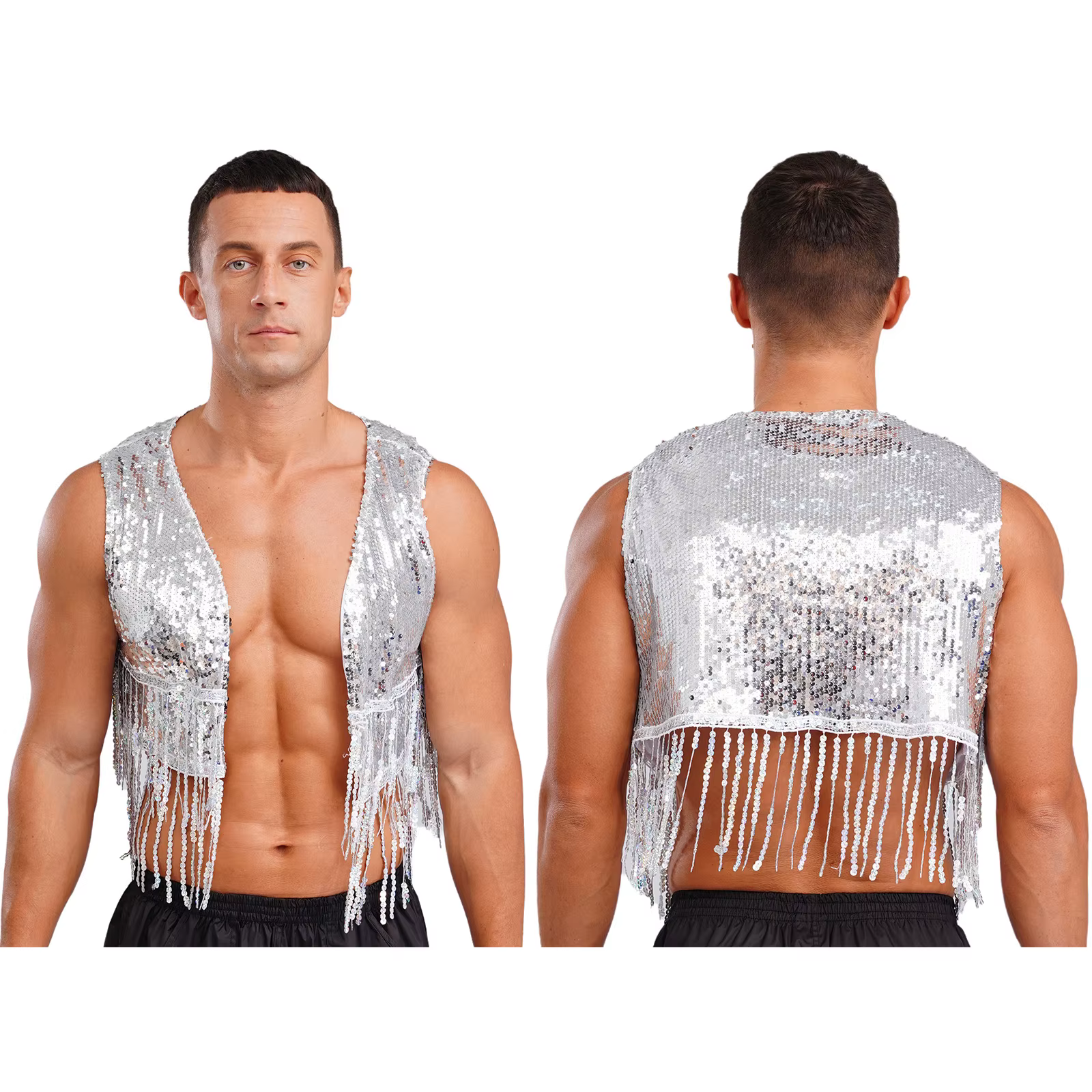 Costume de Cowboy occidental pour hommes, brillant, Vintage des années 70, Costumes Disco, gilet à f