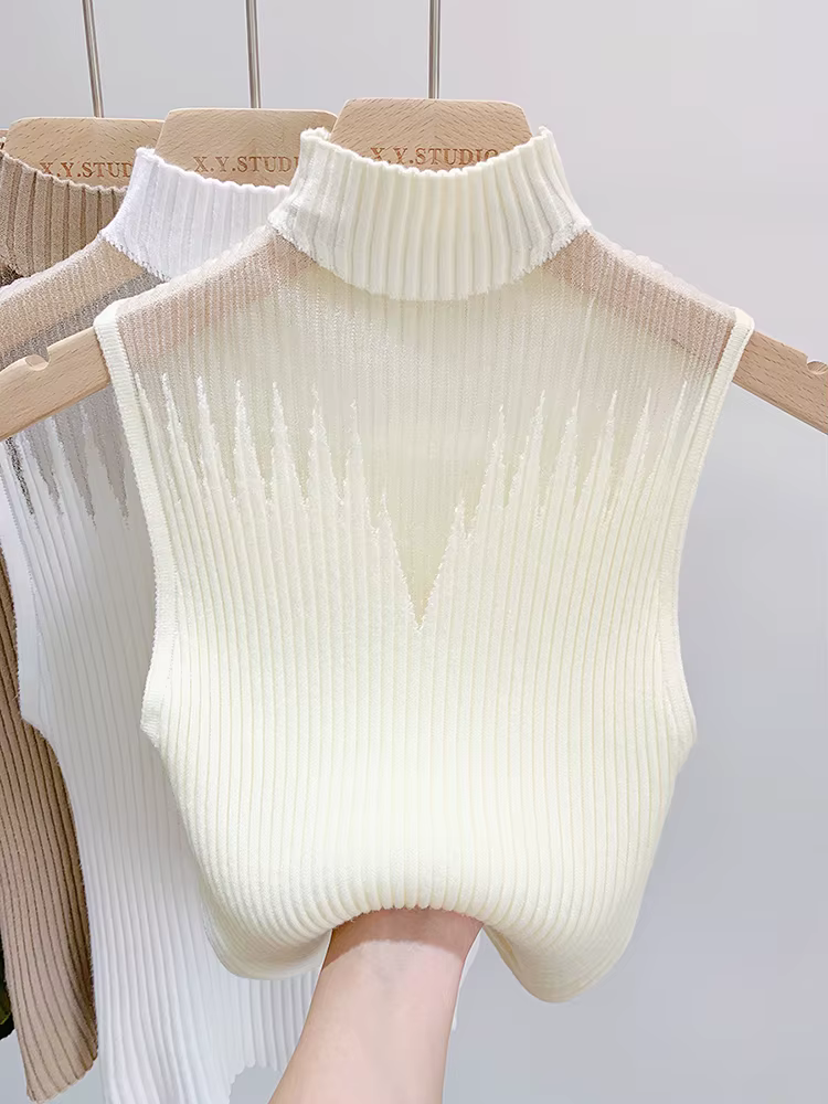 Pull Tube Blanc en Maille Précieuse pour Femme, Vêtement à Demi-Cou, Coupe Chic, Streetwear, Couleur