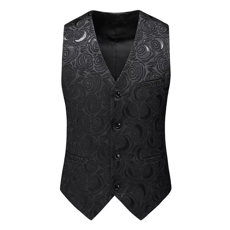 Gilet de costume brodé Jacquard pour hommes, robe Slim de printemps et d'été, couleur unie, gilet dé
