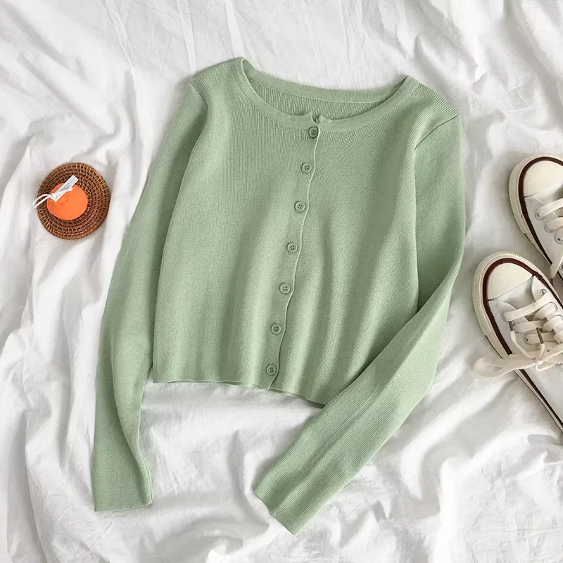 Cardigans tricotés à manches longues pour femmes, boutons sur le devant, Vintage, Style classique, S