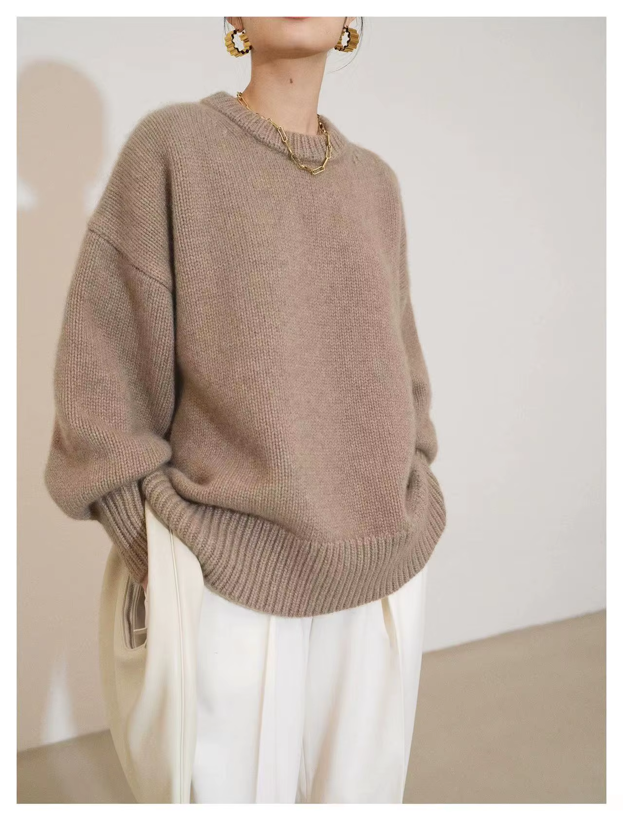 2025 automne/hiver nouveau Style européen col rond 100% pull en cachemire pour les femmes épaissi su