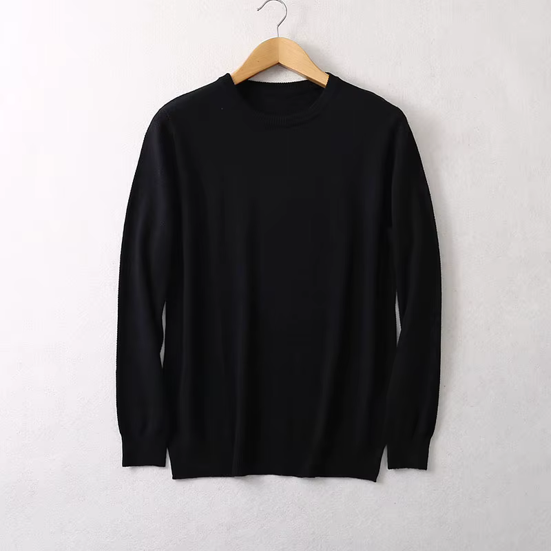 Pull en cachemire à col rond pour hommes, pull à manches longues, haut chaud, monochromatique, Mulbe