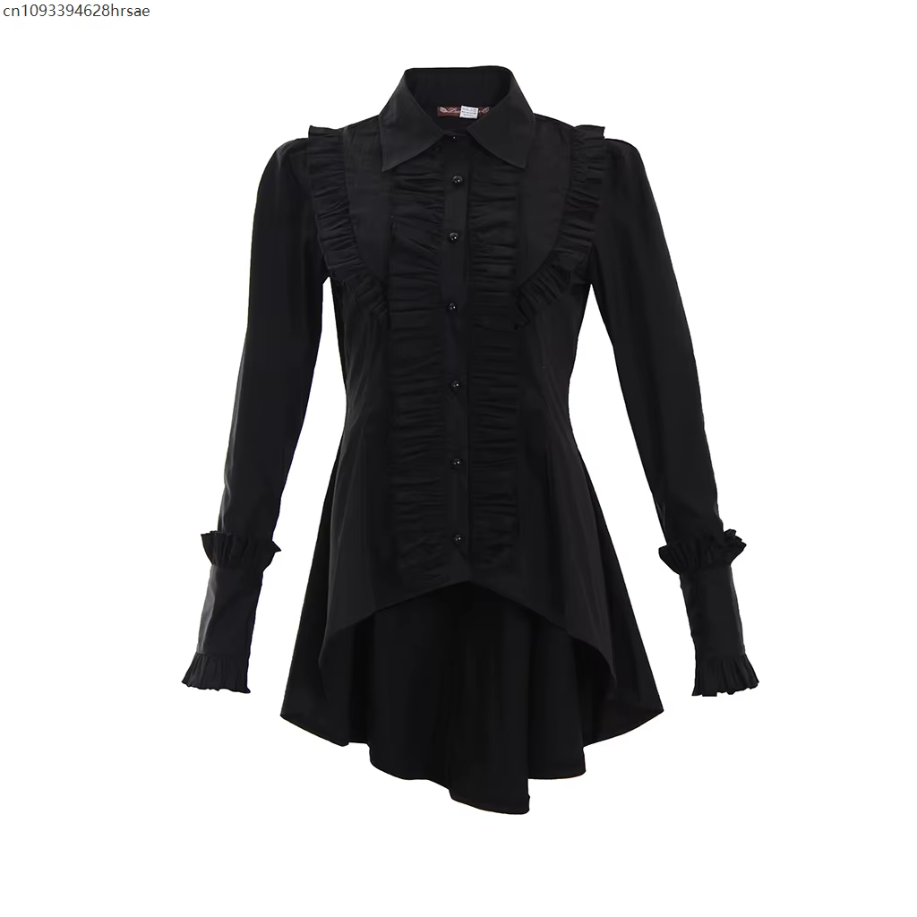 Chemise victorienne, costume plissé, chemisier gothique blanc, chemisier Renaissance pour femmes, ma