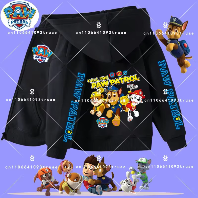 Sweat-shirt à capuche avec fermeture éclair pour enfants - T-shirt de sport pour garçons PAW Patrol