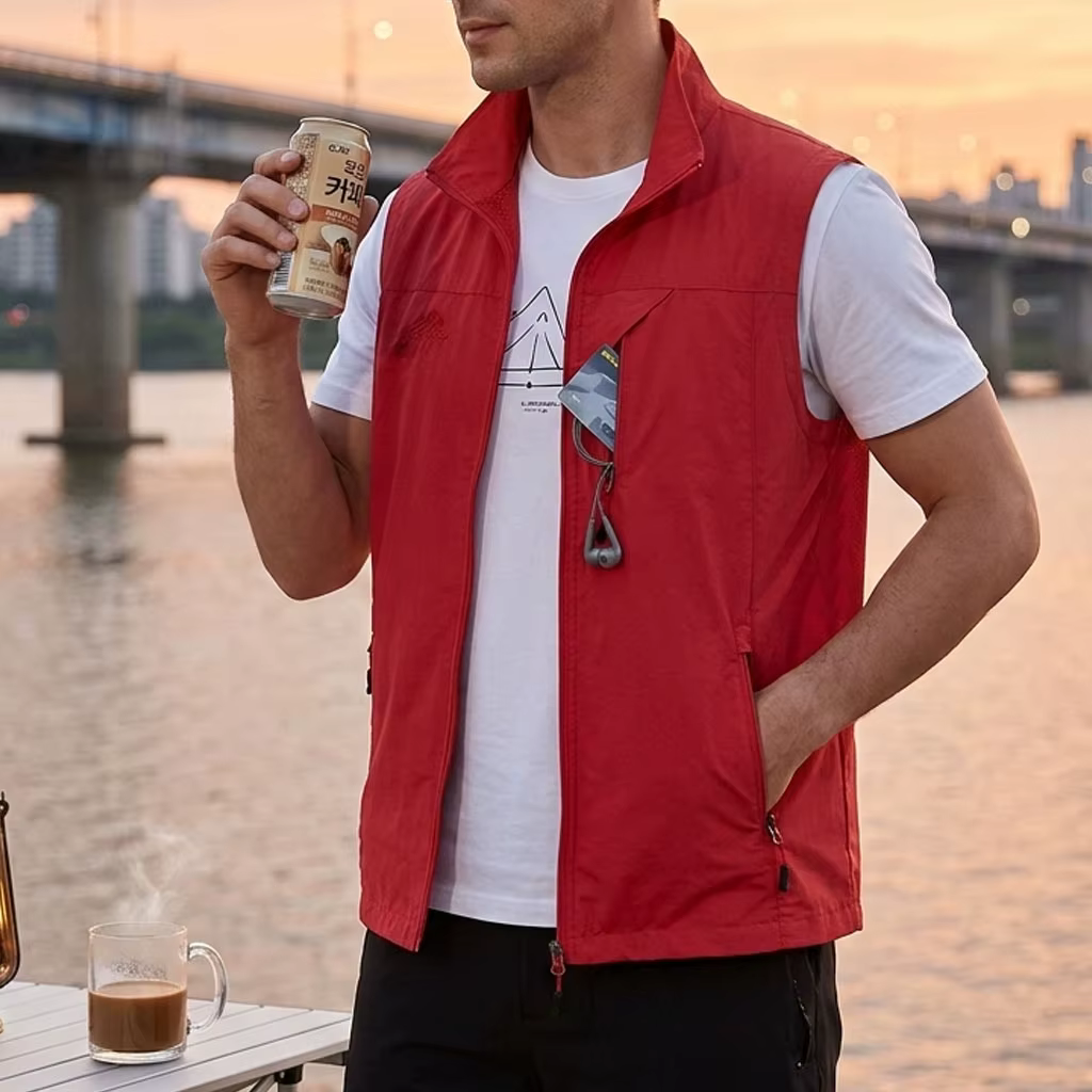 Gilet de pêche léger pour homme, gilet utilitaire multi-usage d'extérieur, respirant en maille, pour