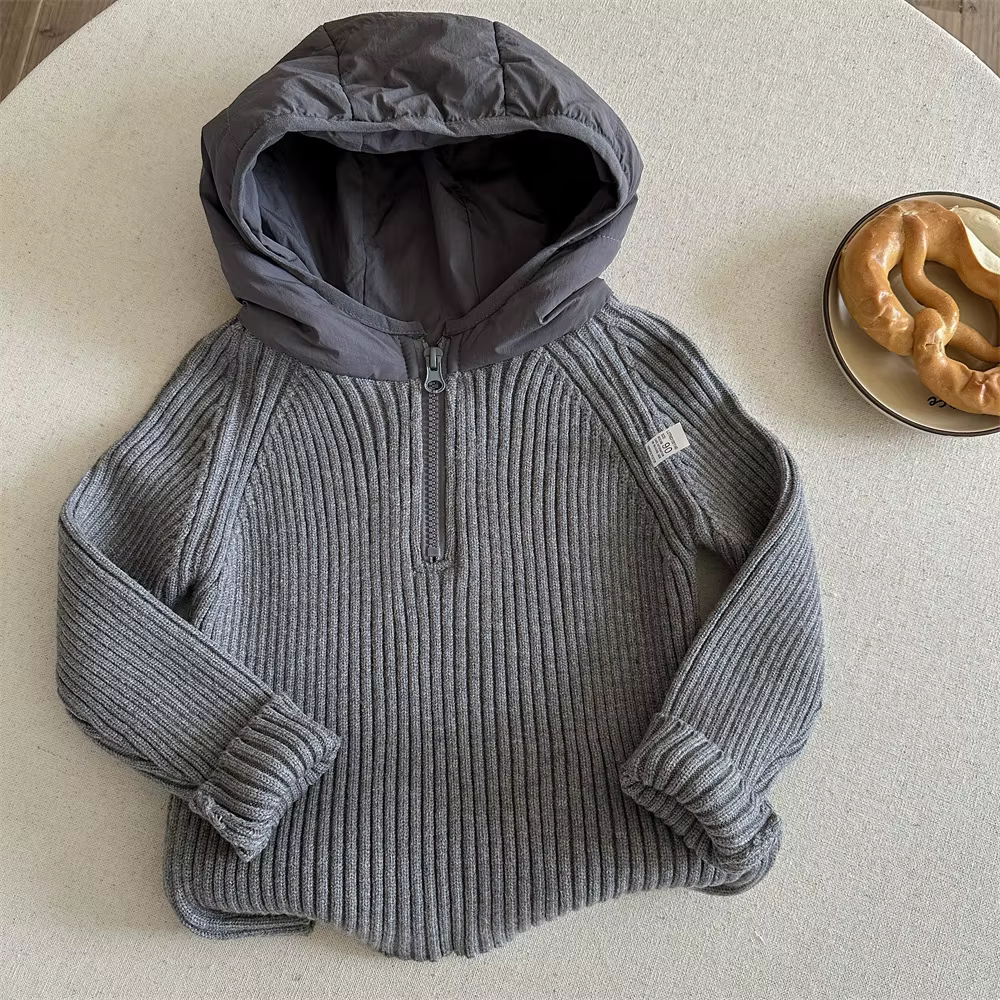 Vêtements pour enfants garçons pull tricoté sweat 2025 automne et hiver nouveau Style enfants demi f