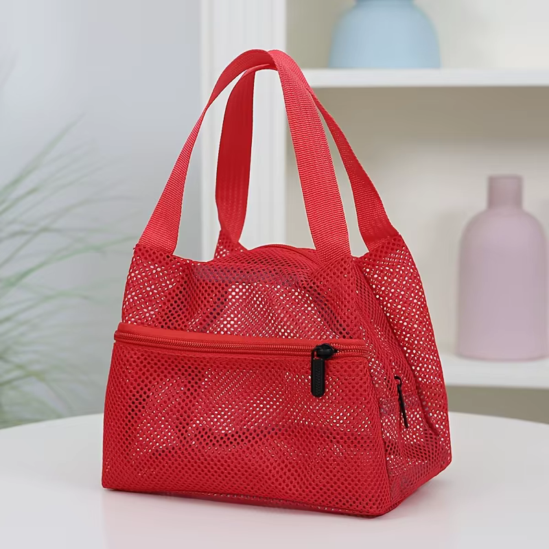 Sac en filet, Sac à main pour femme, Trousse de toilette, Sac de rangement de voyage, Sac à lunch aj