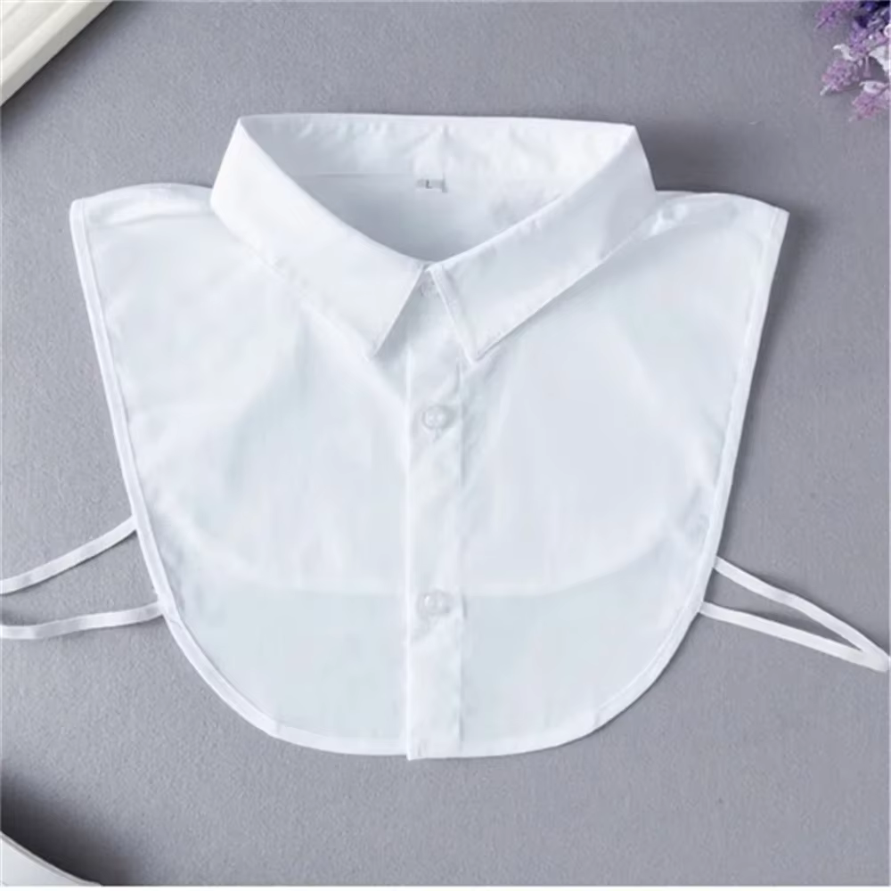 Femmes couleur unie noir blanc Vertical petit col rabattable chemise polyvalente pull mode dentelle