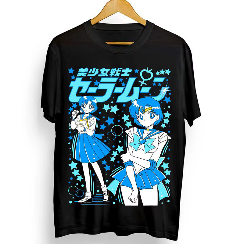 T-shirt Sailor Moon Anime Unisexe Rétro Vintage Coton Imprimé Graphique Oversize Manches Courtes Str
