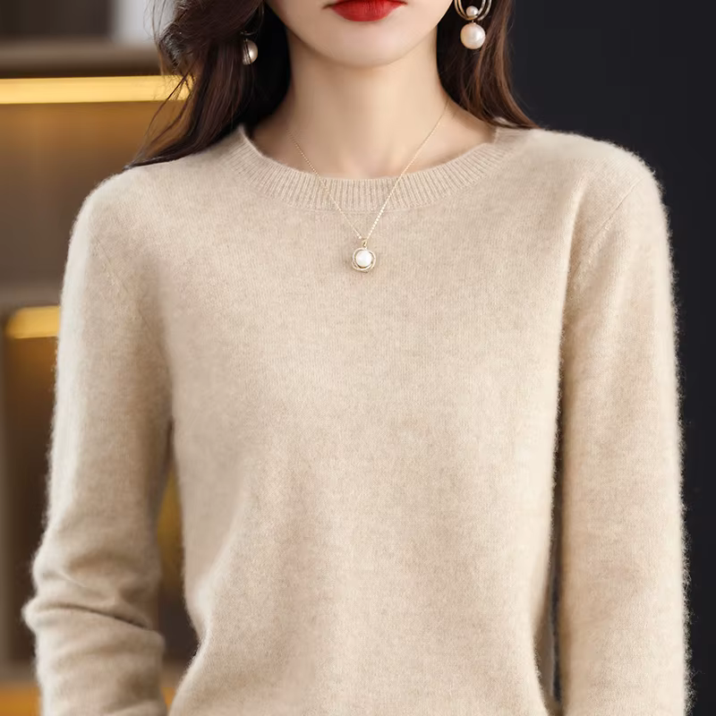 Pull 2023 pur cachemire à manches longues pour femme, pull basique, chemise douce décontractée, col