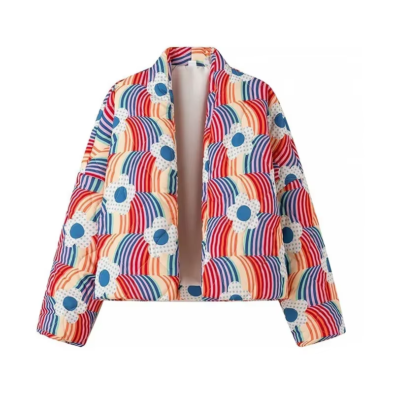 Cardigan Matelassé à Manches sulfpour Femme, Veste en Coton, Manteau Décontracté, Collection Automne