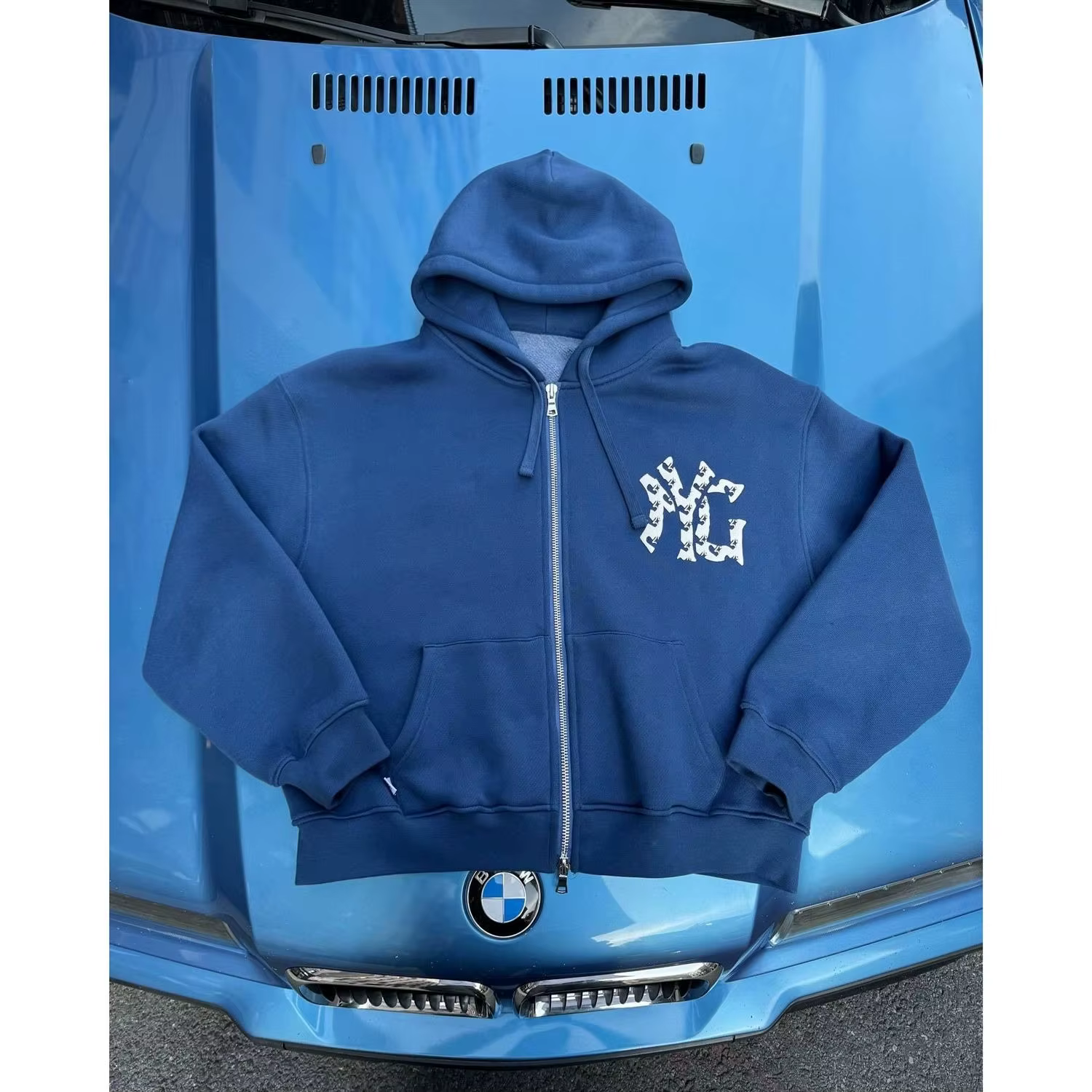Pull à capuche vintage américain avec fermeture éclair, haut imprimé tendance, nouvelle collection p