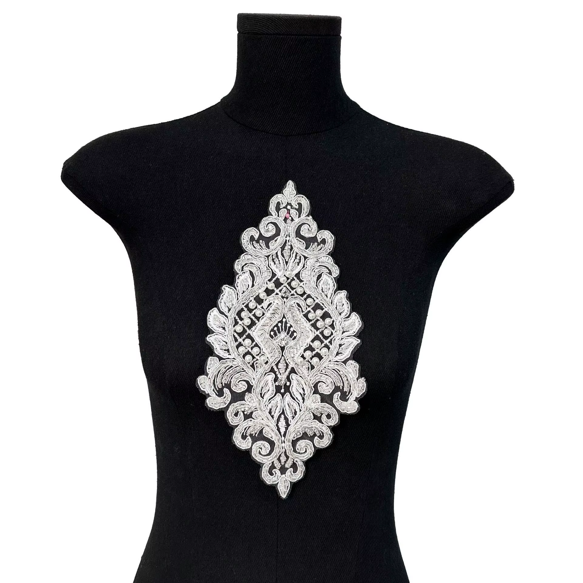 Applique brodée à la main en perles, broderie perlée sur maille, accessoires de tissu pour vêtements