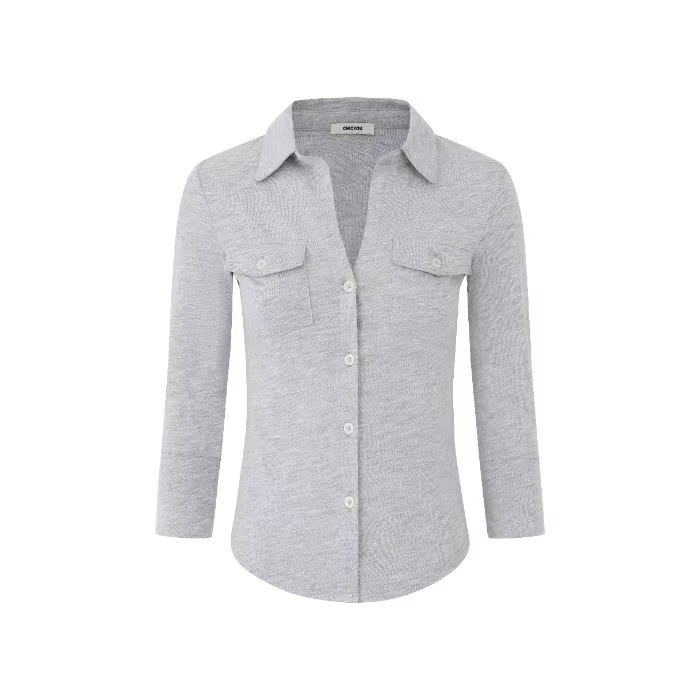 Chemise à manches longues et col POLO pour femmes, haut américain doux et épicé, moulant à la taille