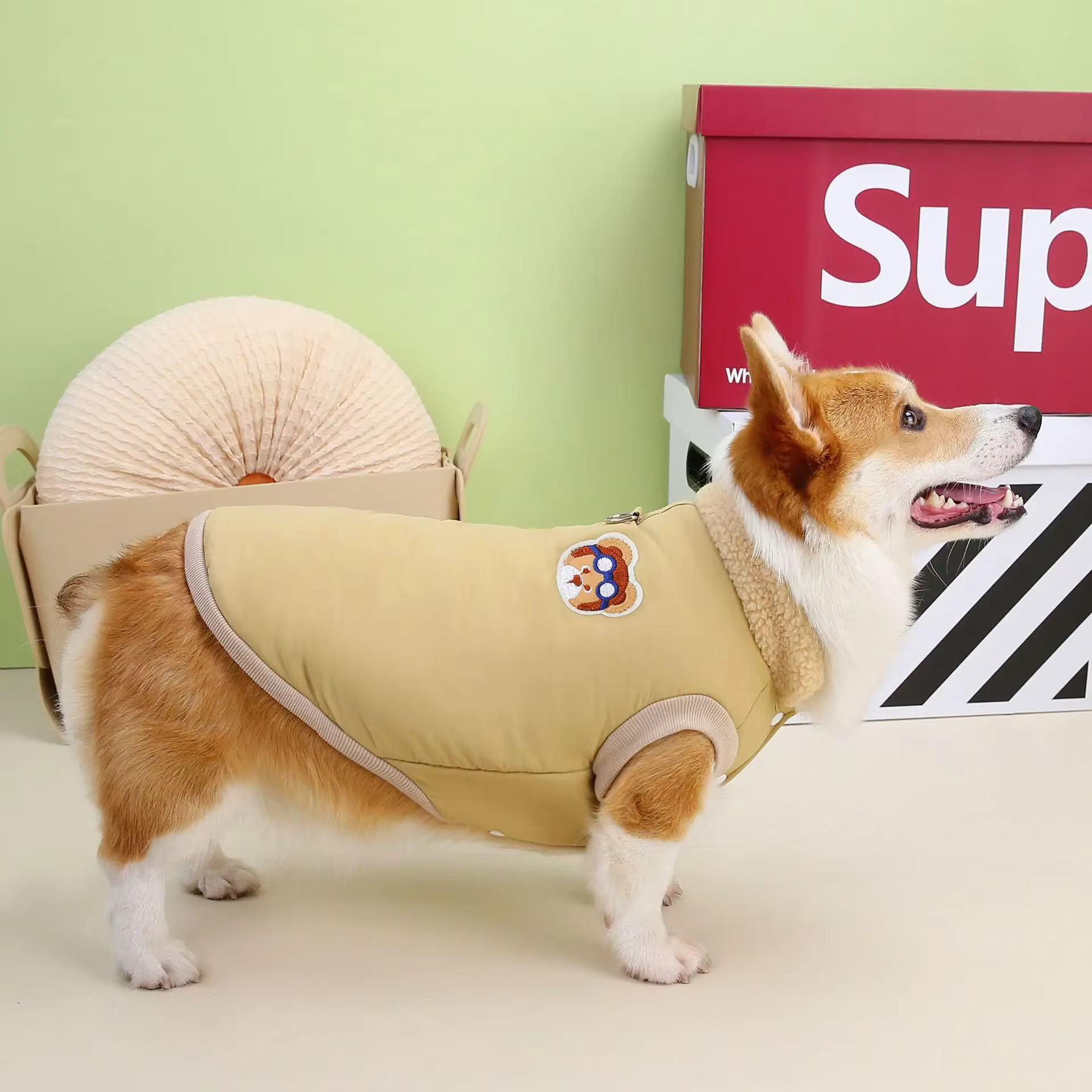 Salopette brodée en coton rembourré pour chien à jambes courtes, vêtements pour gros chien, saucisse
