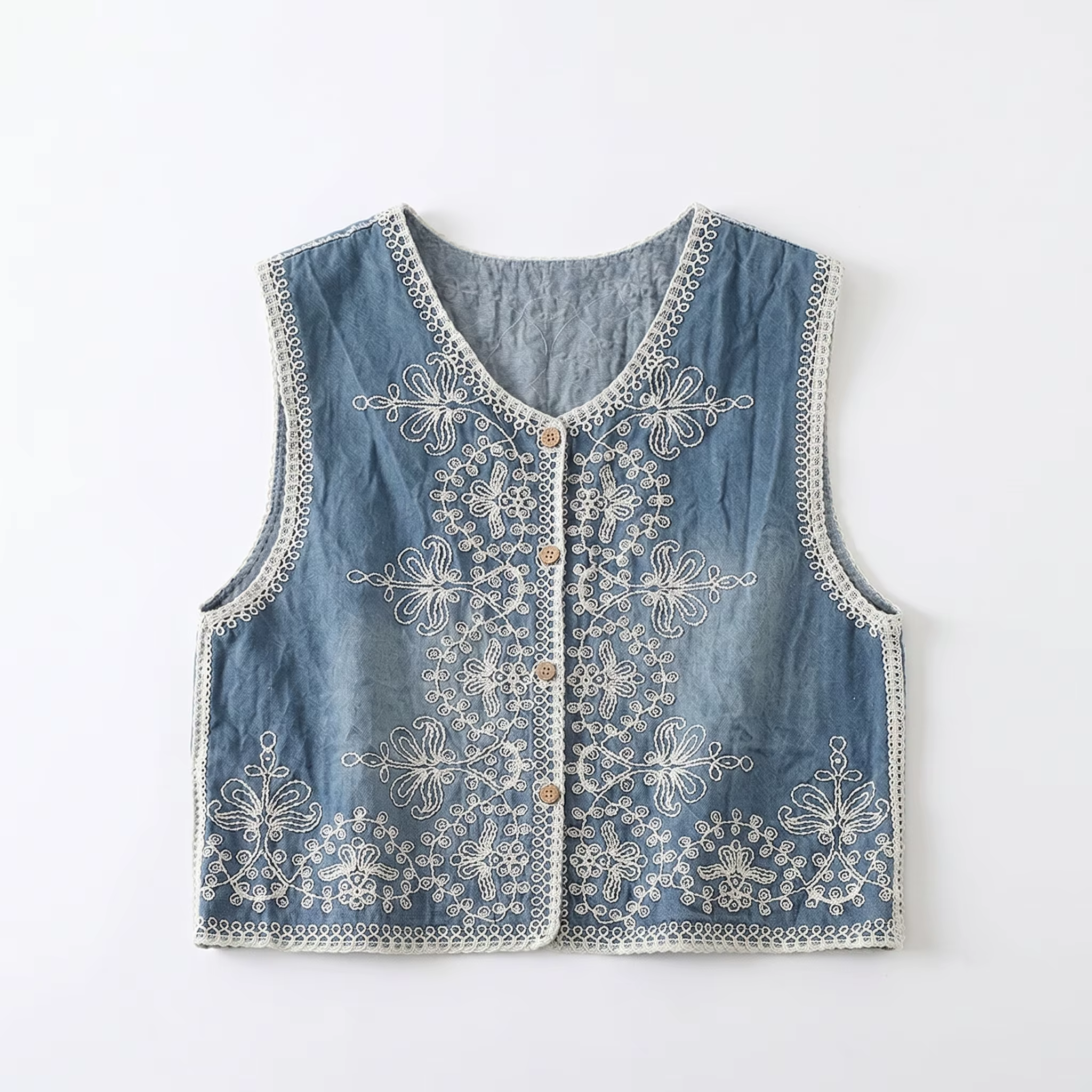 Boho Queens bohème Denim paillettes broderie jarretelle gilet frange veste Cowgirl gland gilet Vinta
