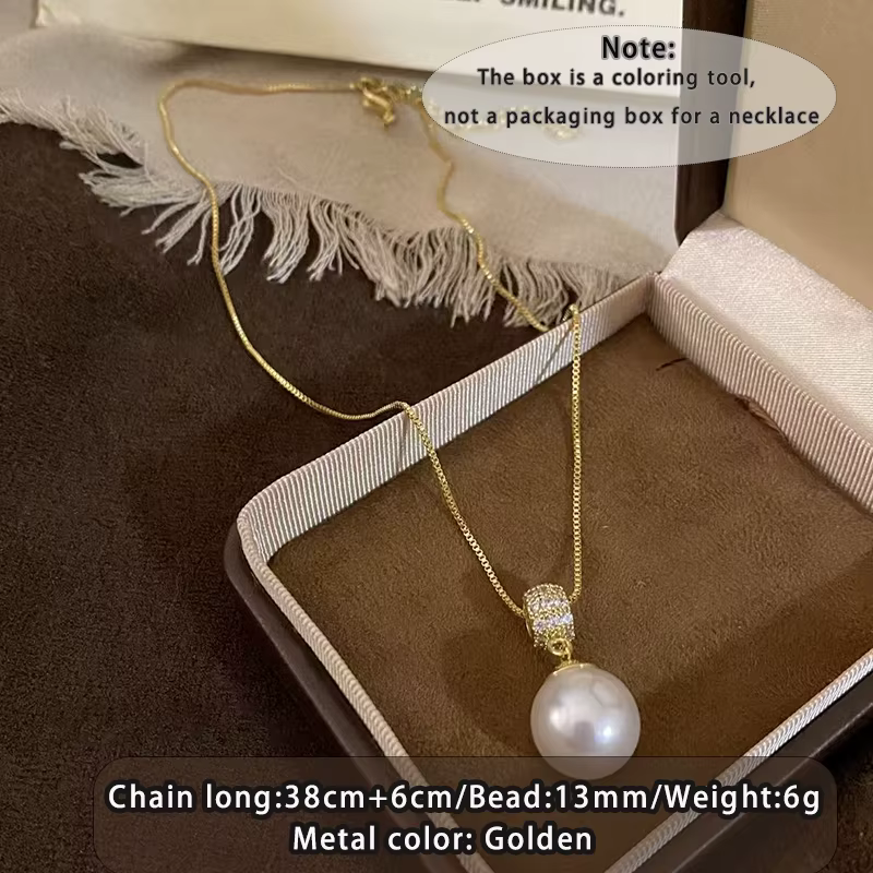 Chaîne de luxe plaquée or 18 carats, pendentif en perles, accessoires élégants pour femmes, chaîne d