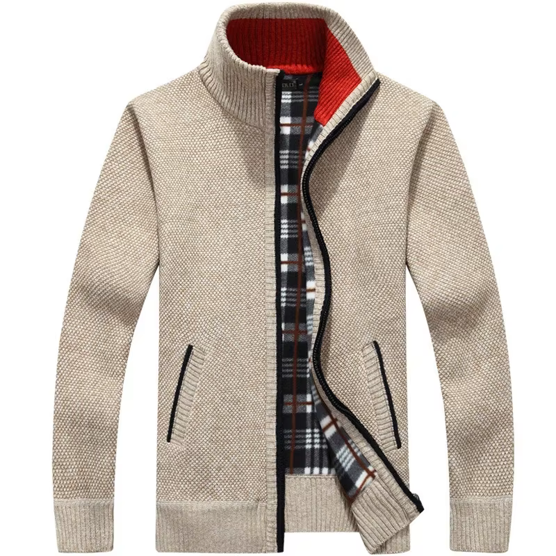 Cardigan à manches longues avec fermeture éclair complète pour homme, manteau décontracté, manteau d
