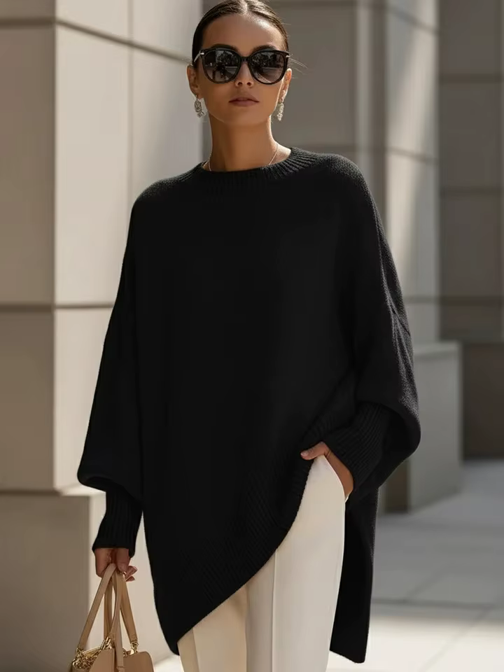 Pull en tricot pour femme, col rond oversize, pull vintage, doux, chaud, décontracté, long, vêtement