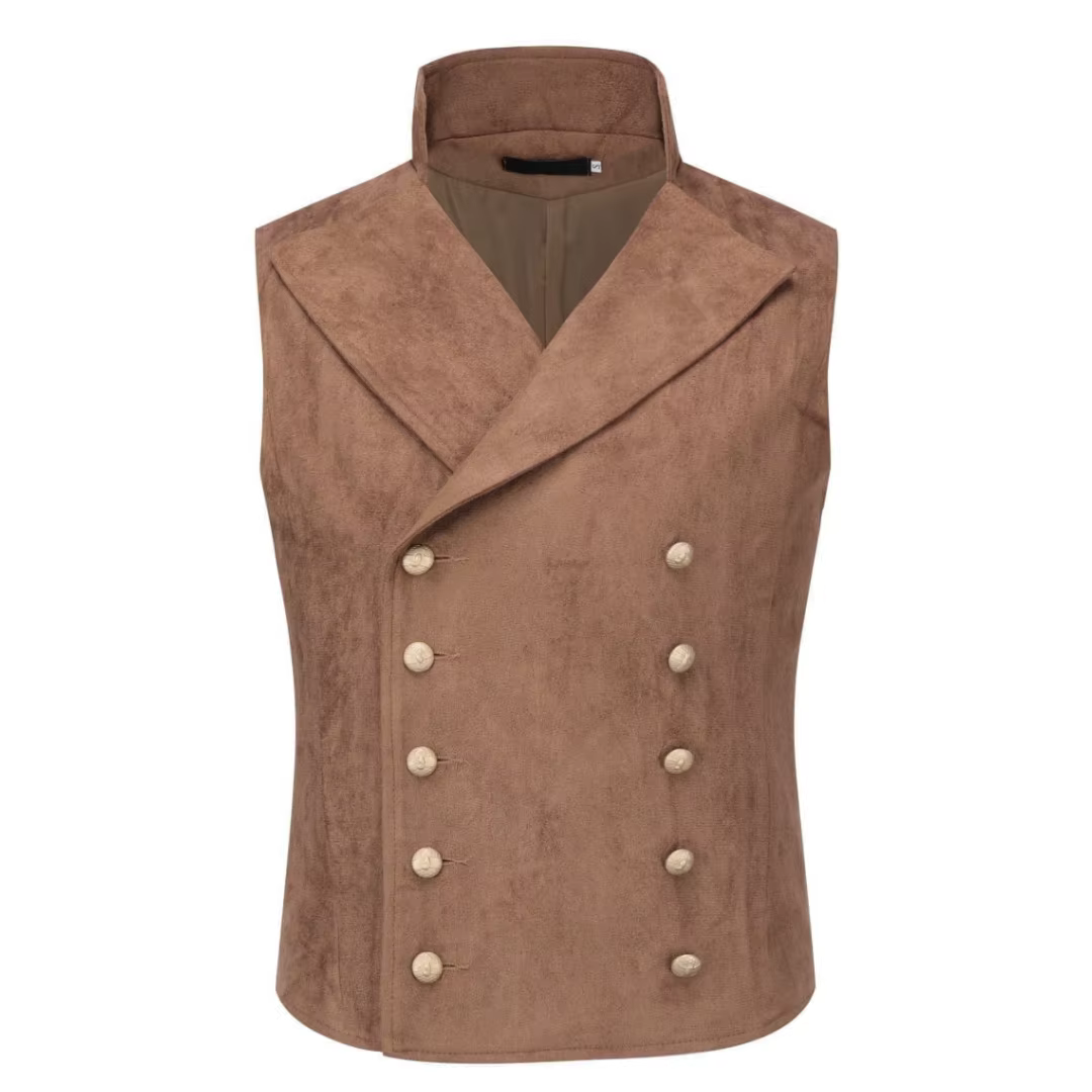 Hommes gilet noir velours hauteur revers Double bouton gilet pour mariage Banquet bureau d'affaires 